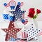 3-Piece 4th of July Wooden Star Signs – Red, White & Blue Rustic Patriotic Tiered Tray Decorations for Memorial Day, Independence Day & 250th Anniversary